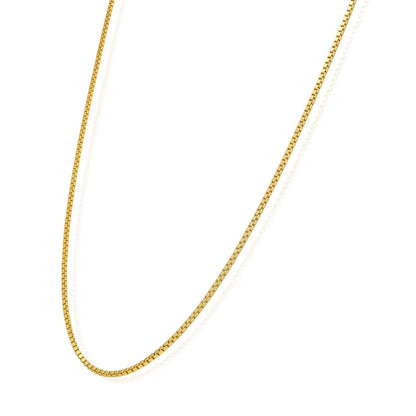 18K Yellow Gold Over Sterling Silver 1.2mm Box Chain Necklace 16"-24"