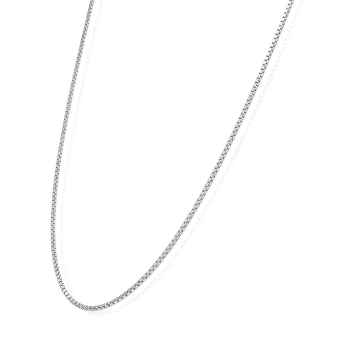 18K White Gold Over Sterling Silver 1.2mm Box Chain (Solid Links) 16" - 24" - WJD Exclusives