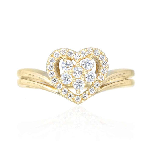 14k Solid Yellow Gold 0.70Ct Created White Diamond Heart Ring Size 5-10