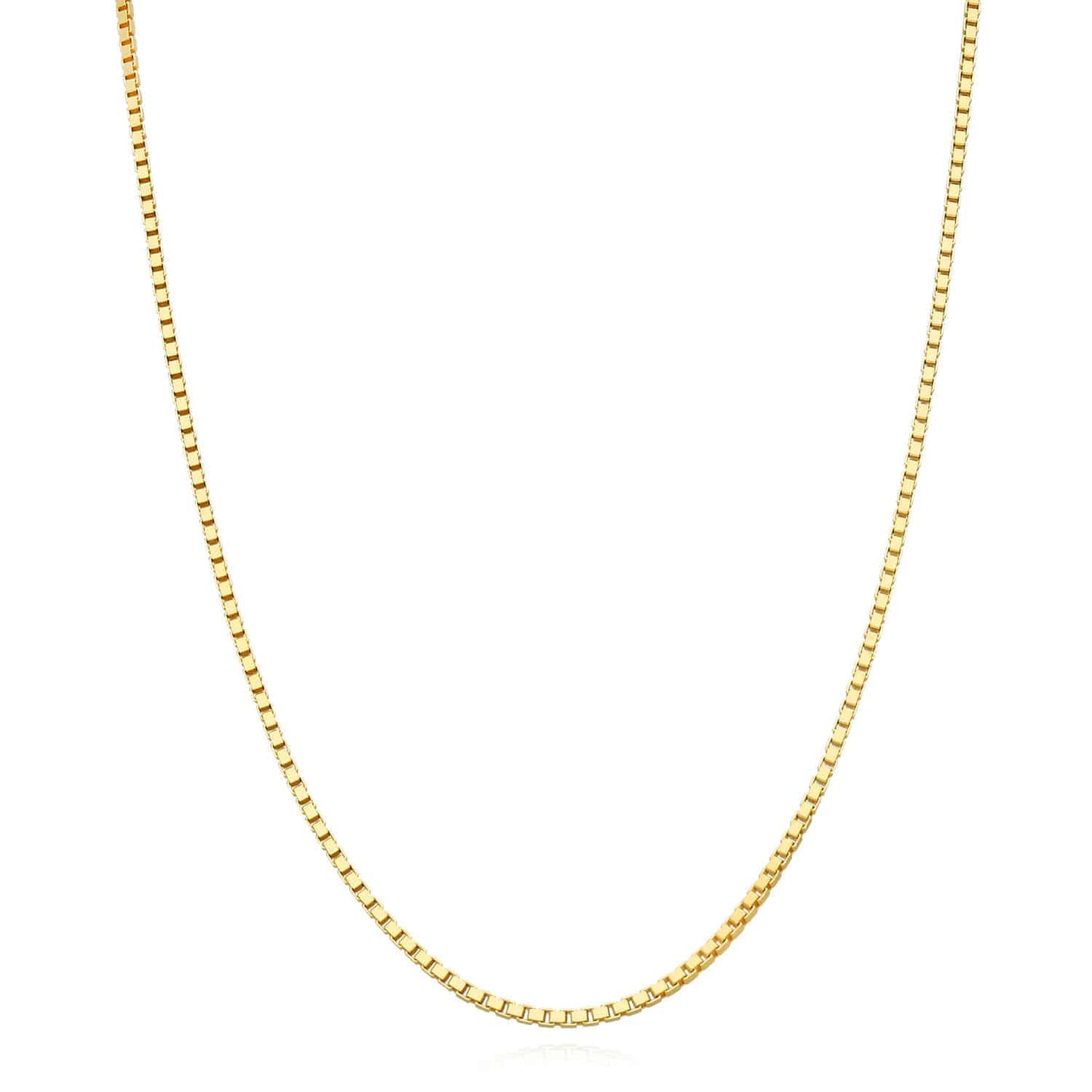 18K Yellow Gold Over Sterling Silver 1.5mm Box Chain Necklace 16"-24"