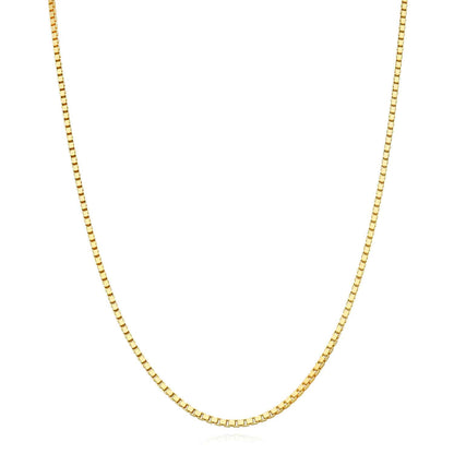18K Yellow Gold Over Sterling Silver 1.5mm Box Chain Necklace 16"-24"