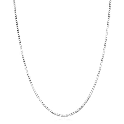 18K White Gold Over Sterling Silver 1.5mm Box Chain Necklace 16"-24"