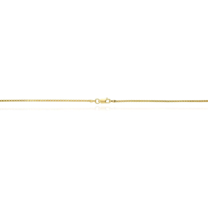 18K Yellow Gold Over Sterling Silver 1.5mm Box Chain (Solid Links) 16" - 24" - WJD Exclusives