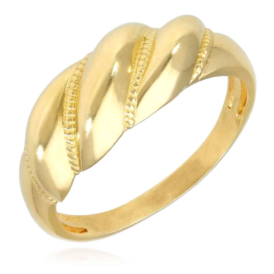 10K Real Gold Yellow 7mm Milgrain Croissant Dome Ring
