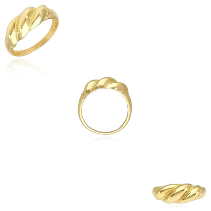 10K Real Gold Yellow 7mm Milgrain Croissant Dome Ring