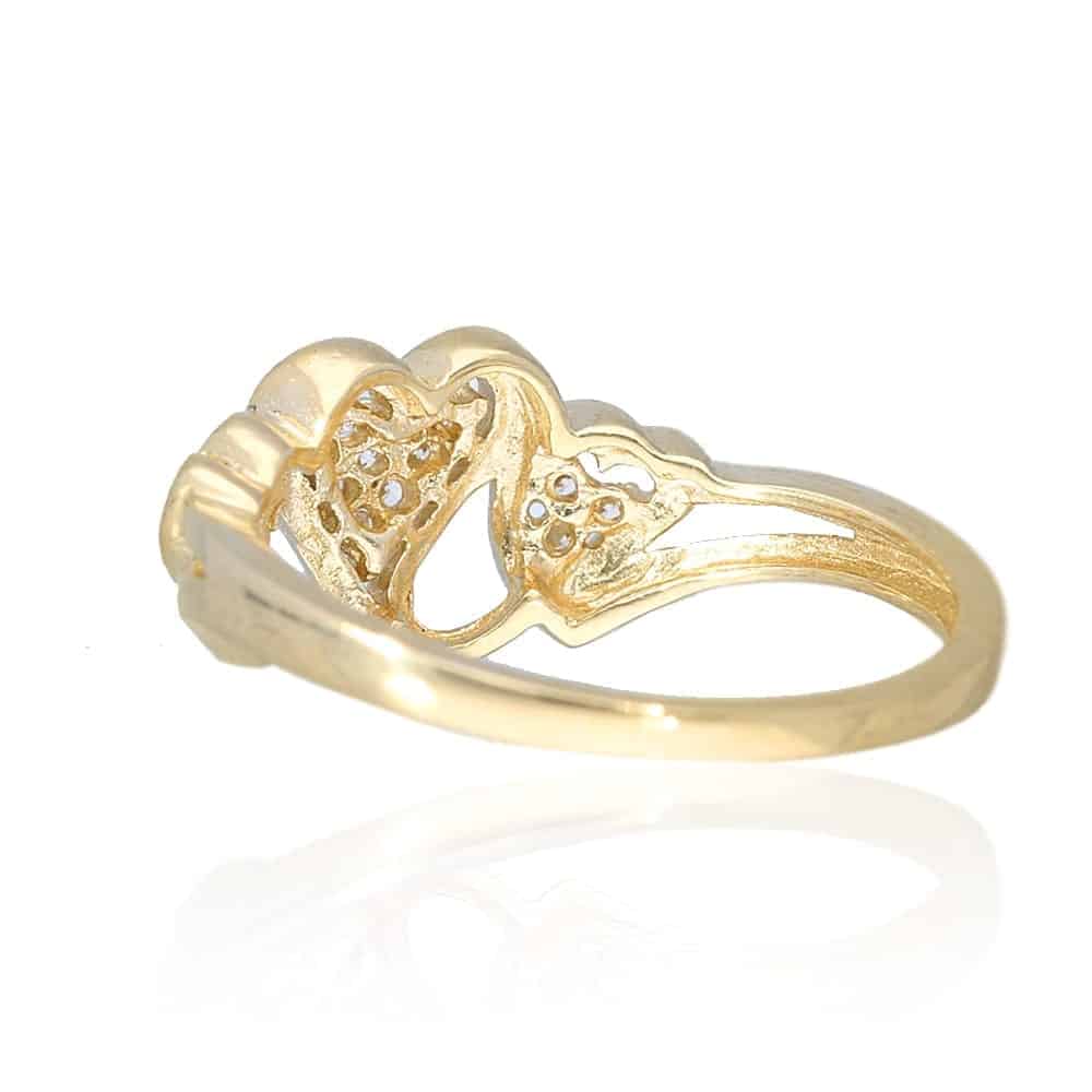0.40Ct Created White Diamond 14k Solid Yellow Gold Triple Heart Ring Size 5-10