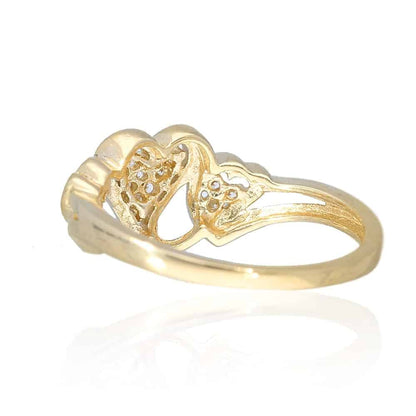 0.40Ct Created White Diamond 14k Solid Yellow Gold Triple Heart Ring Size 5-10