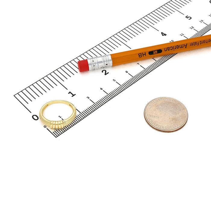 18K Yellow Gold Over Sterling Silver Ribbed Dome Ring - WJD Exclusives