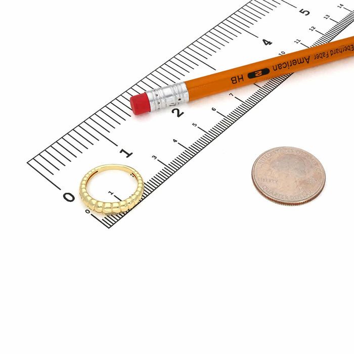 18K Yellow Gold Over Sterling Silver Croissant Ribbed Dome Ring - WJD Exclusives