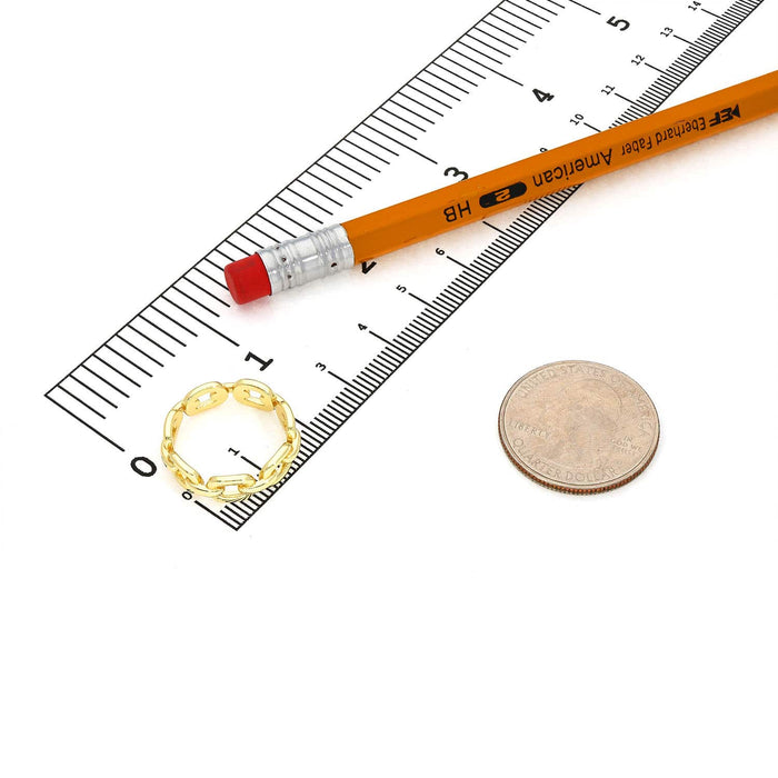 18K Yellow Gold Over Sterling Silver Chain Link Band Ring - WJD Exclusives