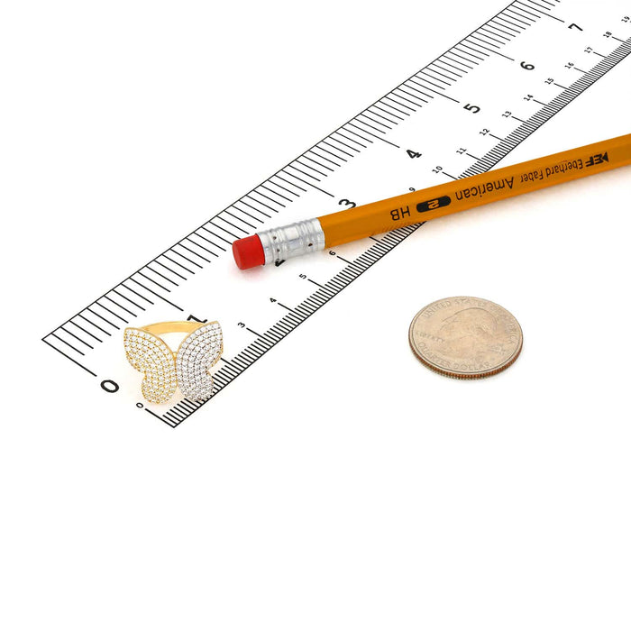 14K Yellow Gold CZ Pave Cocktail Butterfly Ring - WJD Exclusives