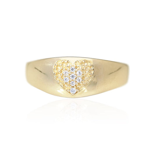14k Solid Yellow Gold 0.20Ct Pave Set Created White Diamond Heart Ring Size 5-10