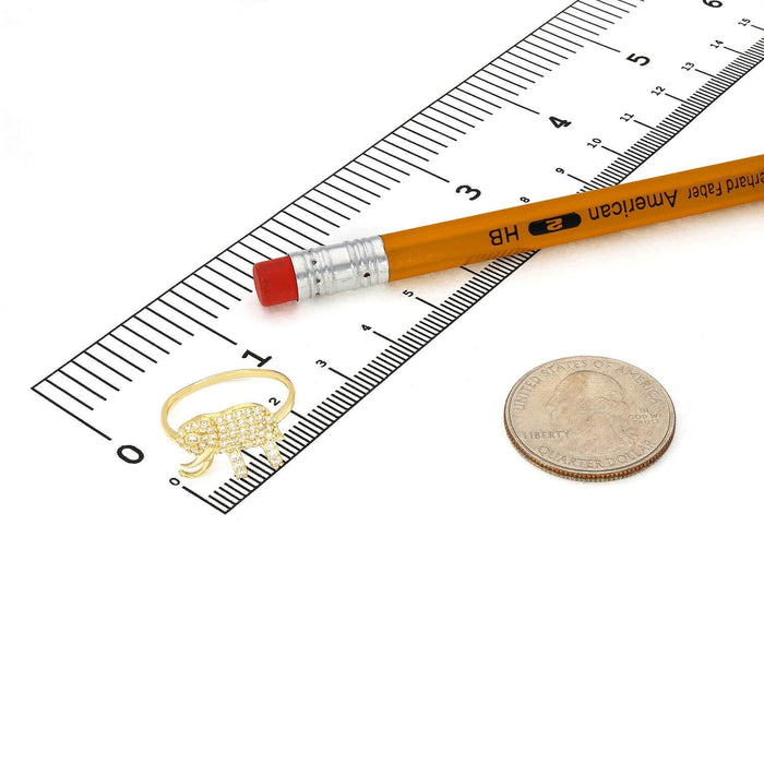 14K Yellow Gold CZ Pave Elephant Ring - WJD Exclusives