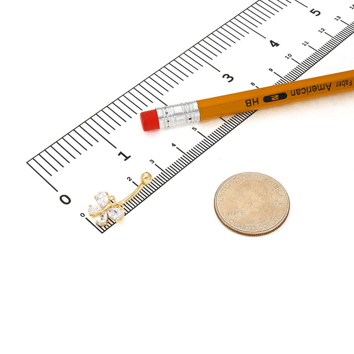 14K Yellow Gold CZ Butterfly Belly Button Ring - WJD Exclusives