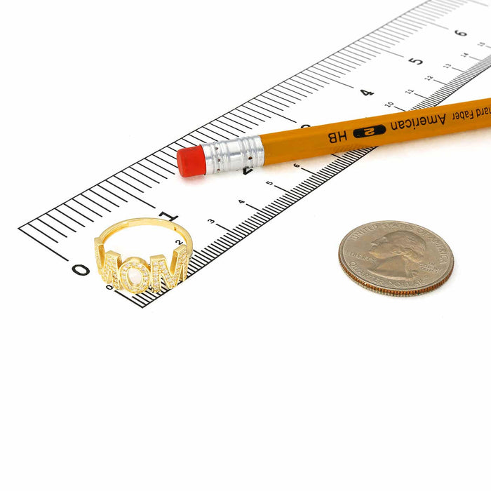 14K Yellow Gold CZ MOM Mother's Ring - WJD Exclusives