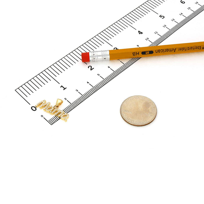 14K Yellow Gold CZ Mama Mother's Pendant 0.5" - WJD Exclusives