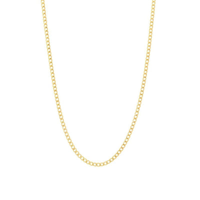 14k Yellow Gold 2mm Cuban Curb Chain (Hollow) 16"-26"