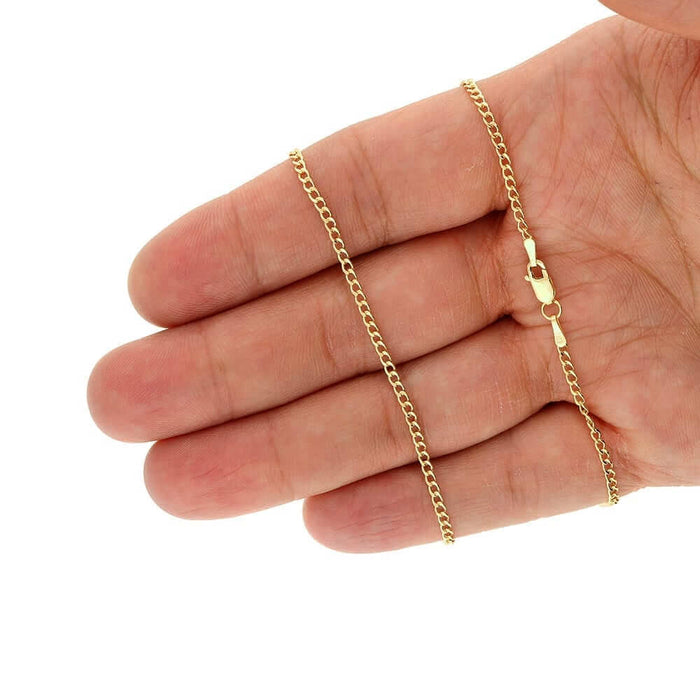 14k Yellow Gold 2mm Cuban Curb Chain (Hollow) 16"-26"