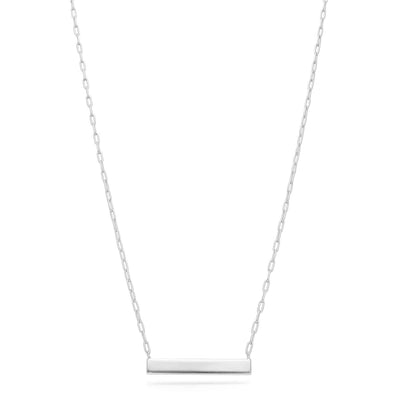 Engravable Gold Over Silver Paperclip Personalized Bar Necklace (Solid Links) 16" - 18" - WJD Exclusives