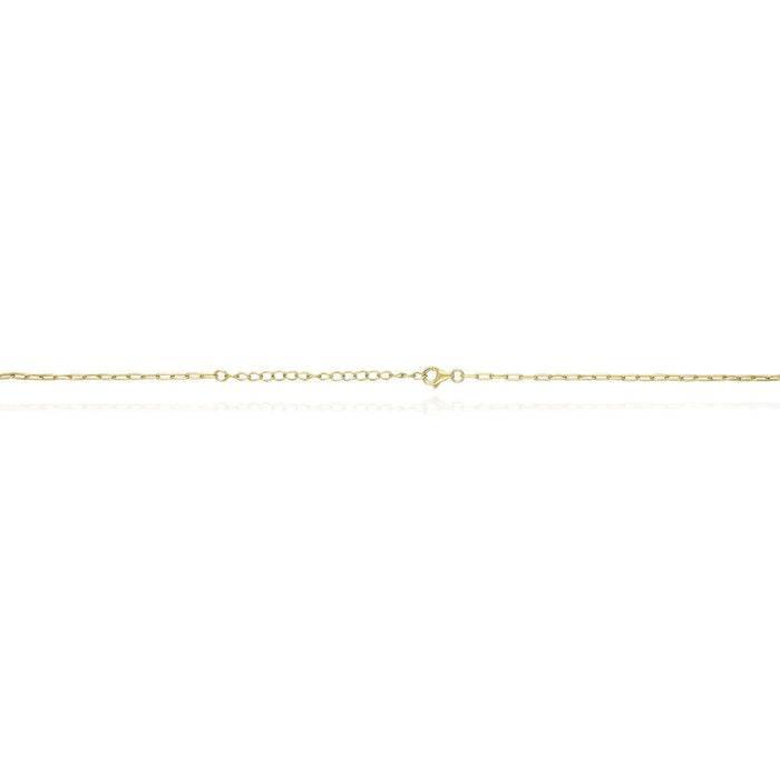 Engravable Gold Over Silver Paperclip Personalized Bar Necklace (Solid Links) 16" - 18" - WJD Exclusives