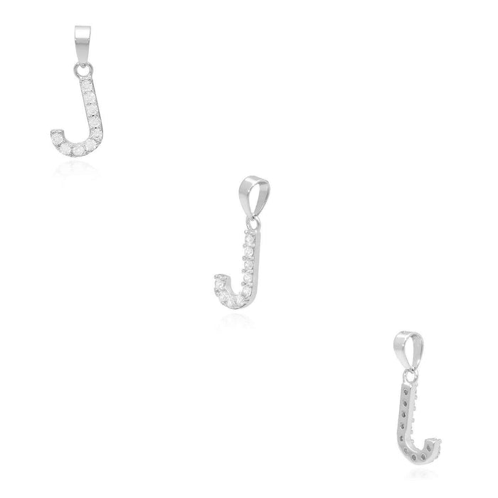 Sterling Silver CZ Initial Pendant Chain 18" - WJD Exclusives