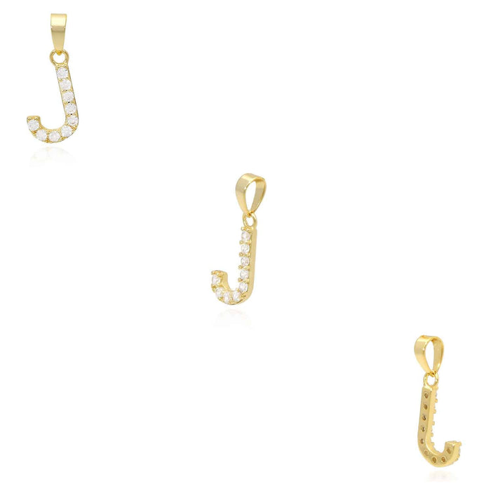 18K Yellow Gold Over Silver Cable Necklace 18" Initial Letter Pendant 0.7" - WJD Exclusives