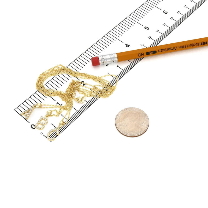 18K Yellow Gold Over Silver Cable Necklace 18" Initial Letter Pendant 0.7" - WJD Exclusives