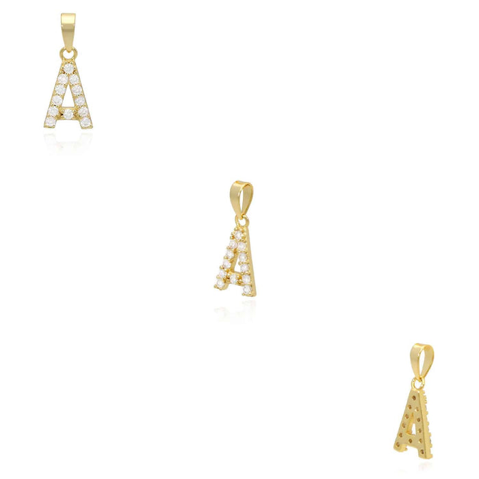 18K Yellow Gold Over Silver Cable Necklace 18" Initial Letter Pendant 0.7" - WJD Exclusives