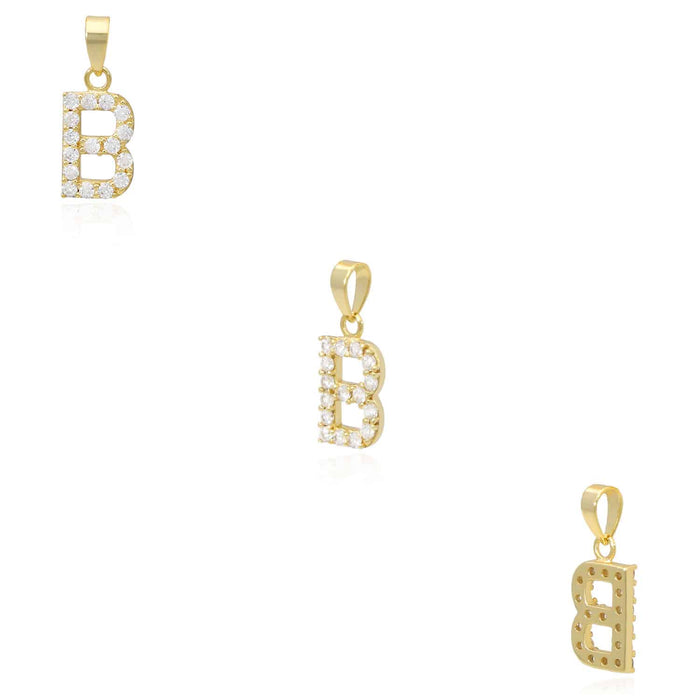 18K Yellow Gold Over Silver Cable Necklace 18" Initial Letter Pendant 0.7" - WJD Exclusives