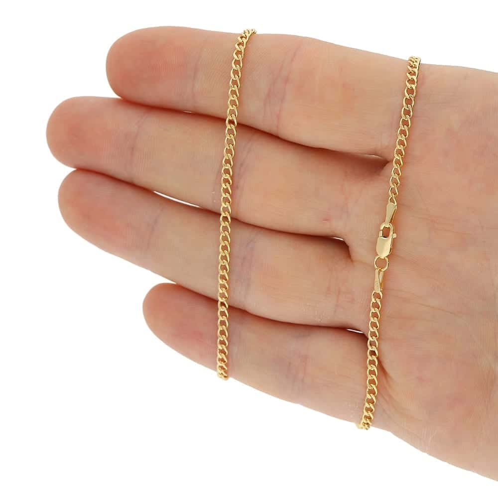 14k Yellow Gold 2.5mm Cuban Curb Chain (Hollow) 16"-26"