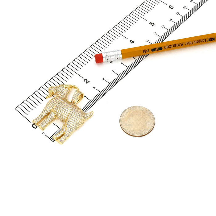 14K Yellow Gold CZ Pave Greatest of All Time Goat Pendant 1.6" - WJD Exclusives