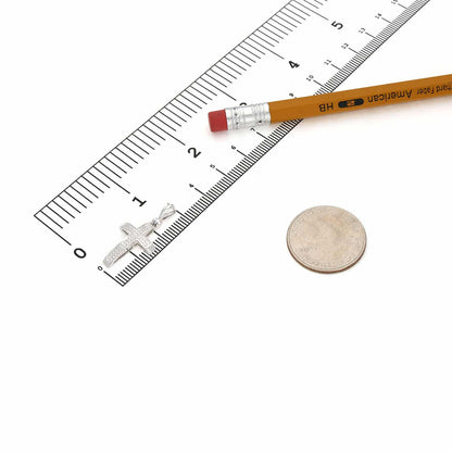 0.13CTW Natural Diamond 14K White Gold Cross Pendant 1.1"