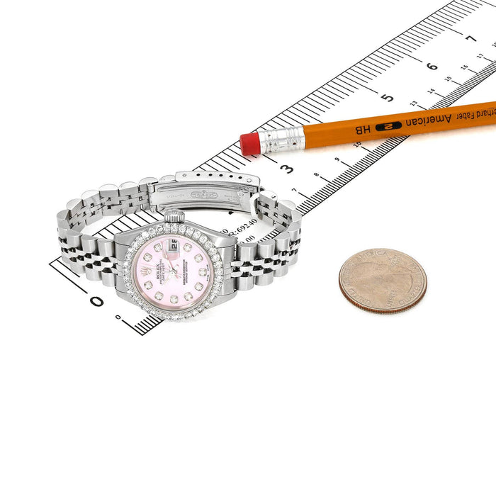 Rolex Datejust Custom Pink 69173 MOP Natural Diamond Dial Bezel Band 26mm Watch - WJD Exclusives