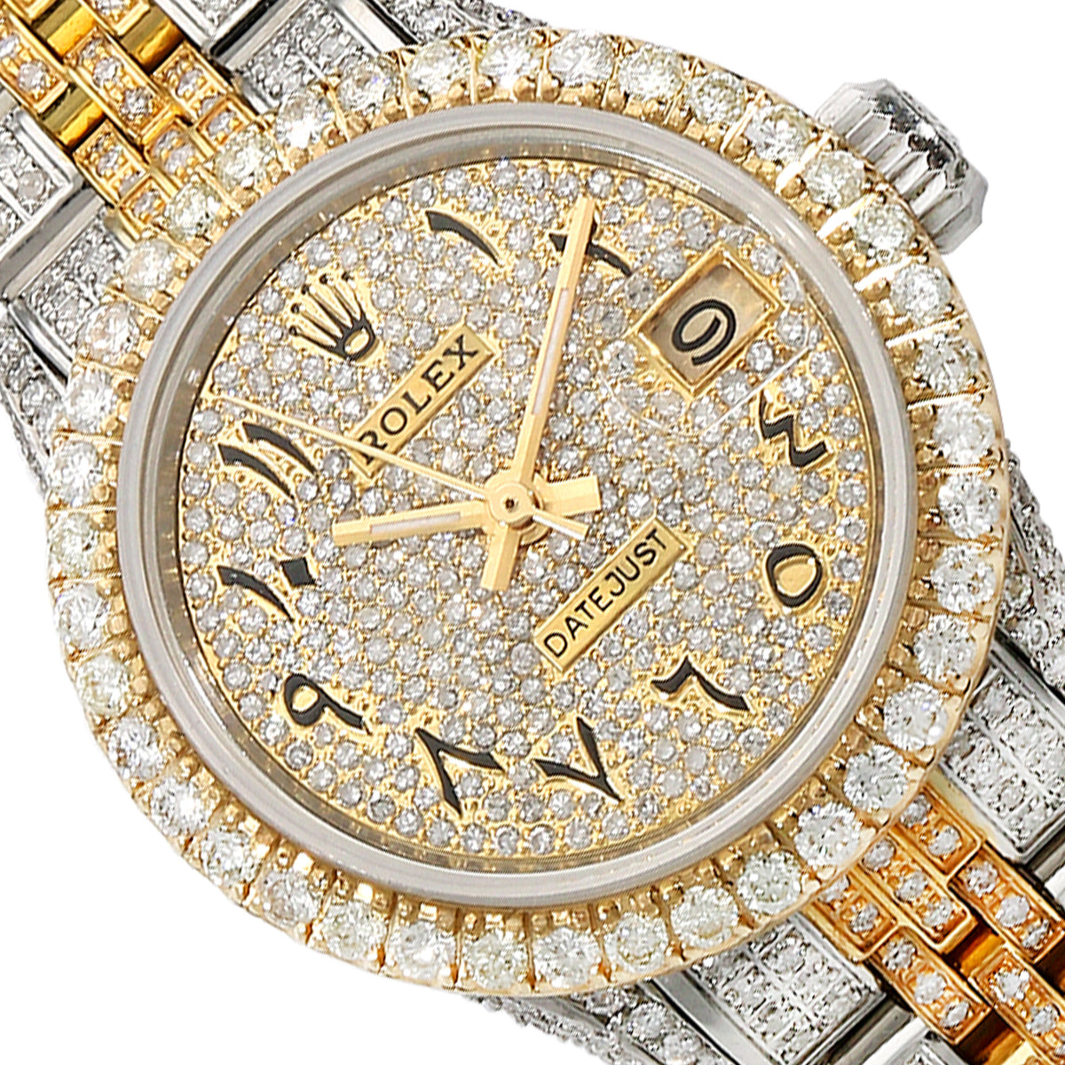 Rolex Datejust Custom Diamond Pave 69173 Jubilee Diamond Dial Bezel 26mm Watch