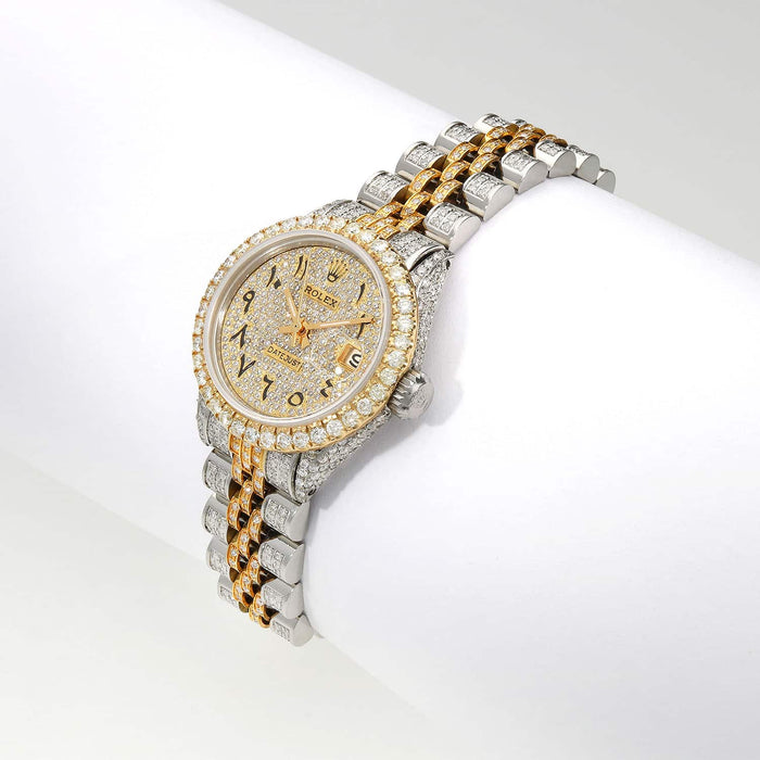 Rolex Datejust Custom Diamond Pave 69173 Jubilee Band Diamond Dial Bezel 26mm Watch - WJD Exclusives