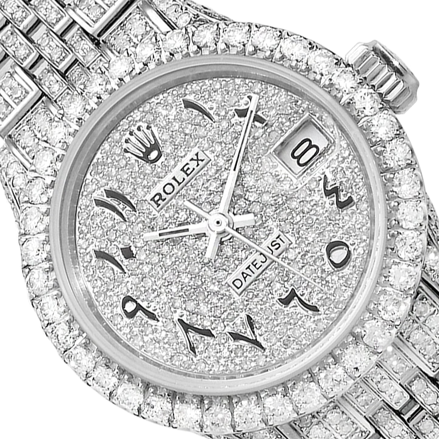Rolex Datejust Custom Diamond Pave 69173 Jubilee Band Diamond Dial Bezel 26mm Watch