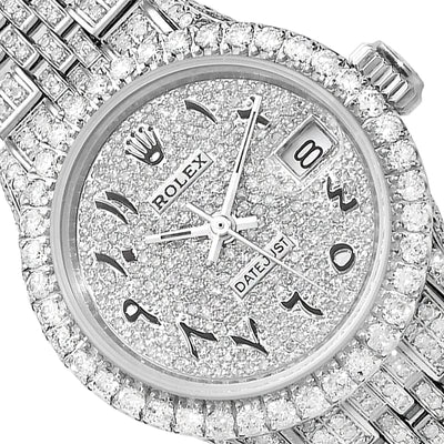 Rolex Datejust Custom Diamond Pave 69173 Jubilee Band Diamond Dial Bezel 26mm Watch