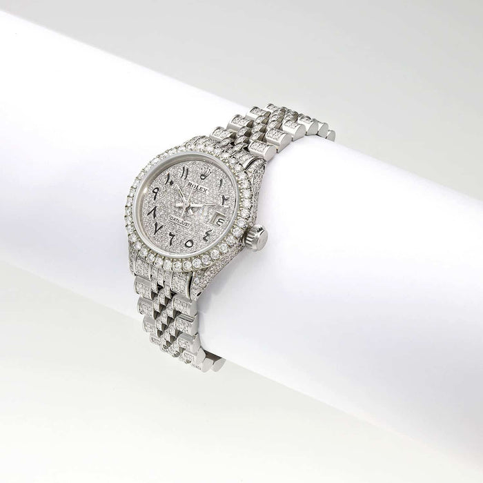 Rolex Datejust Custom Diamond Pave 69173 Jubilee Band Diamond Dial Bezel 26mm Watch - WJD Exclusives