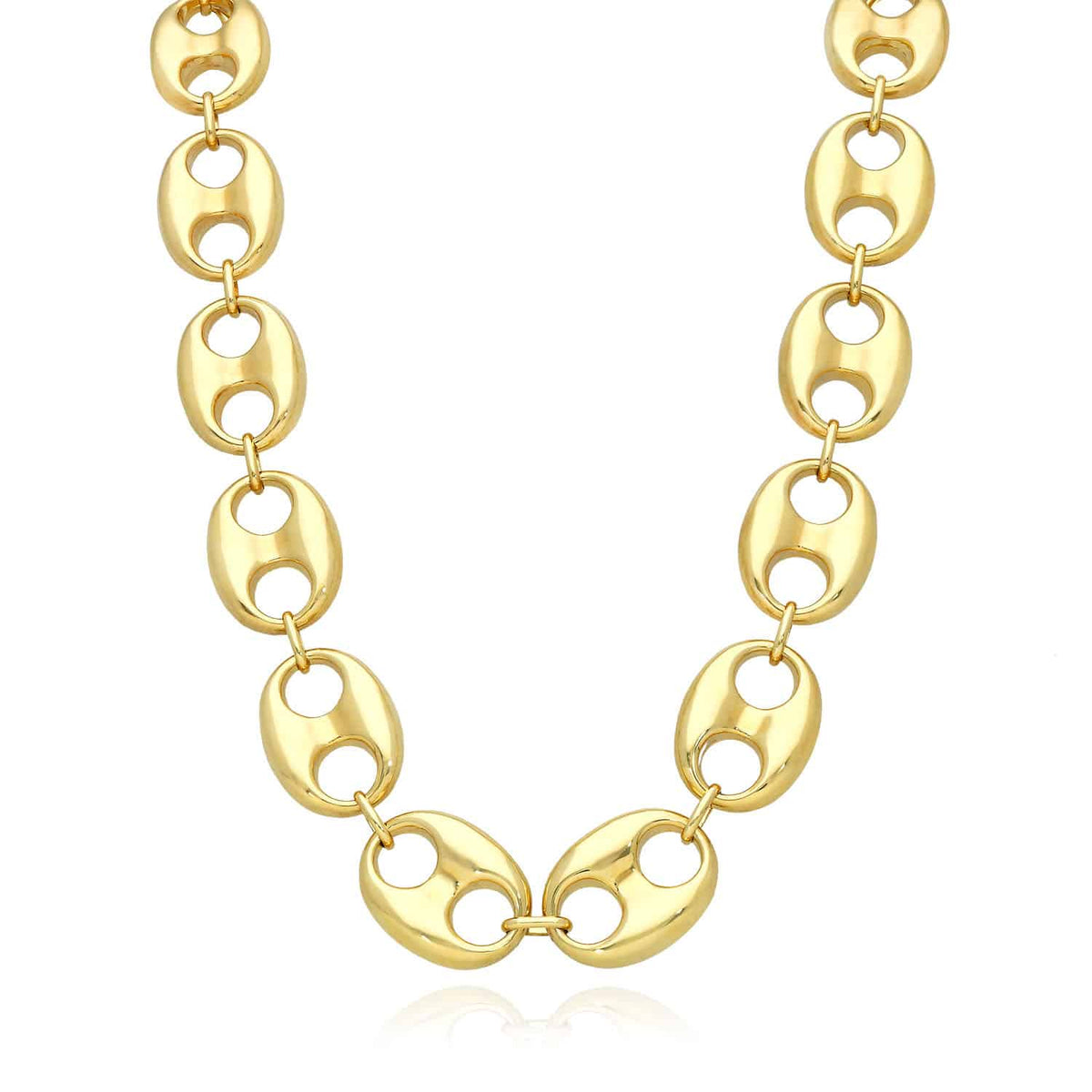 14K Yellow Gold 20mm Puffed Anchor Mariner Chain (Hollow) 20" - 22" - WJD Exclusives