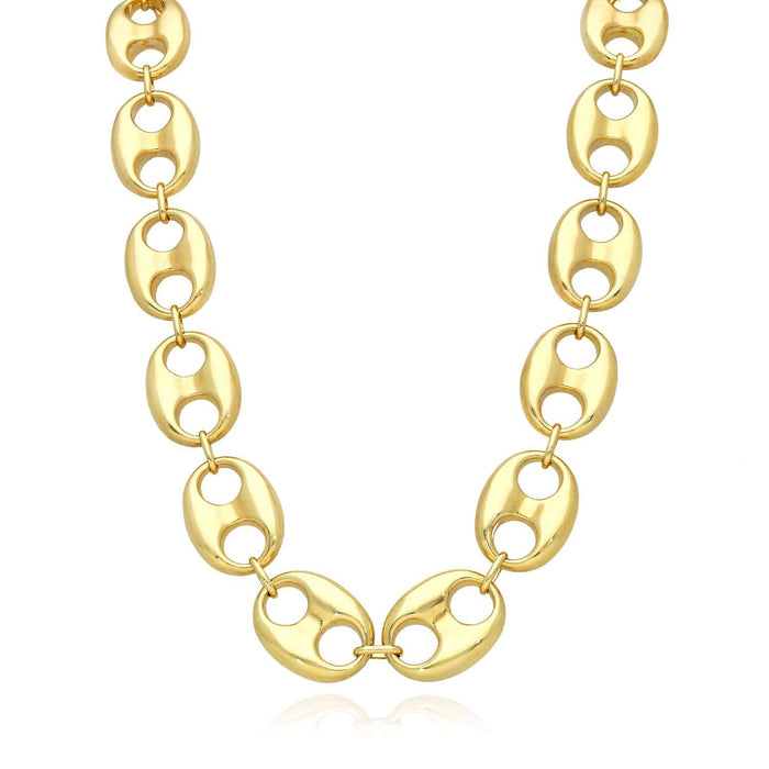 14K Yellow Gold 20mm Puffed Anchor Mariner Chain (Hollow) 20" - 22" - WJD Exclusives