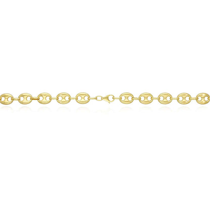 14K Yellow Gold 10mm Puffed Anchor Mariner Chain Necklace 18"-22"