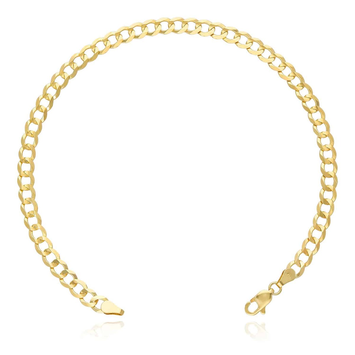 14K Yellow Gold 4.7mm Cuban Curb Bracelet (Solid Links) 8.5" - WJD Exclusives