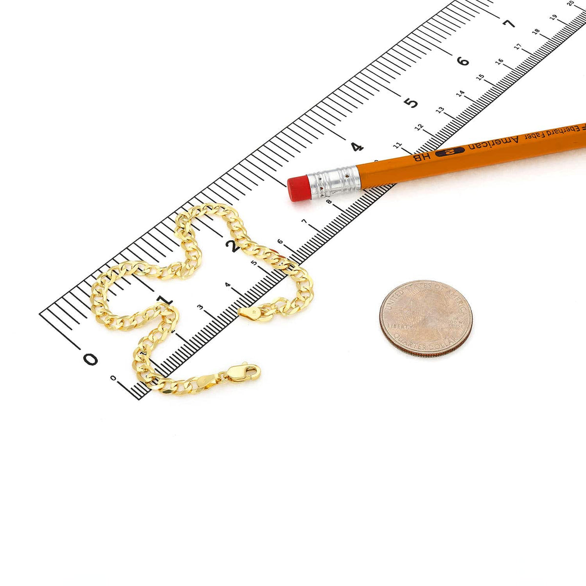 14K Yellow Gold 4.7mm Cuban Curb Bracelet (Solid Links) 8.5" - WJD Exclusives