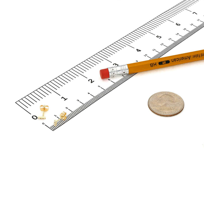 0.08CTW Natural Diamond 14K Gold Mini Bar Stud Earrings 5mm - WJD Exclusives