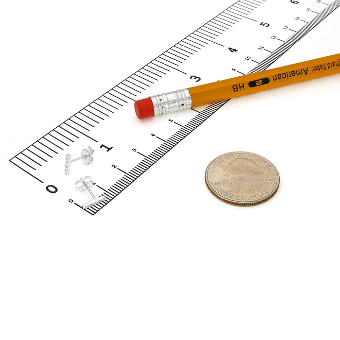 0.12CTW Natural Diamond 14K Gold 5 - Stone Bar Stud Earrings 7.5mm - WJD Exclusives