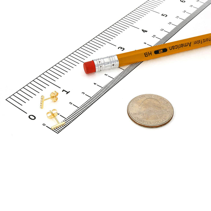 0.12CTW Natural Diamond 14K Gold 5 - Stone Bar Stud Earrings 7.5mm - WJD Exclusives