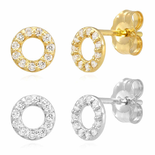 0.11CTW Real Diamond 14K Gold Round Stud Earrings 5.5mm