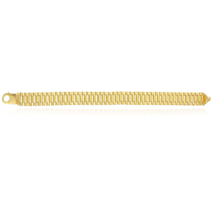 18K Yellow Gold Over Silver 14mm Jubilee Bracelet (Solid Links) 8.5" - WJD Exclusives