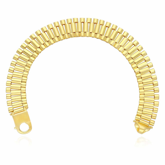 18K Yellow Gold Over Silver 14mm Jubilee Bracelet (Solid Links) 8.5" - WJD Exclusives