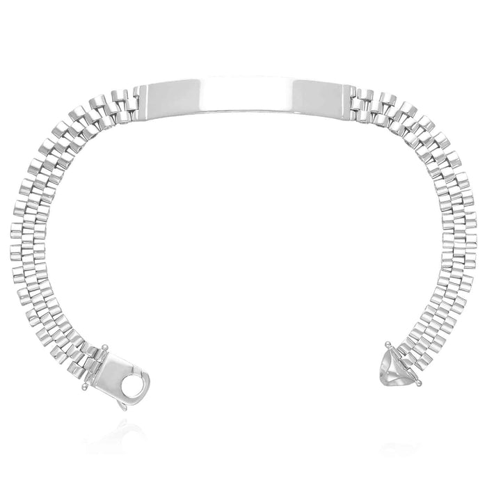 Engravable 18K Gold Over Silver Personalized 7.5mm Jubilee ID Bar Bracelet (Solid Links) 8.5" - WJD Exclusives